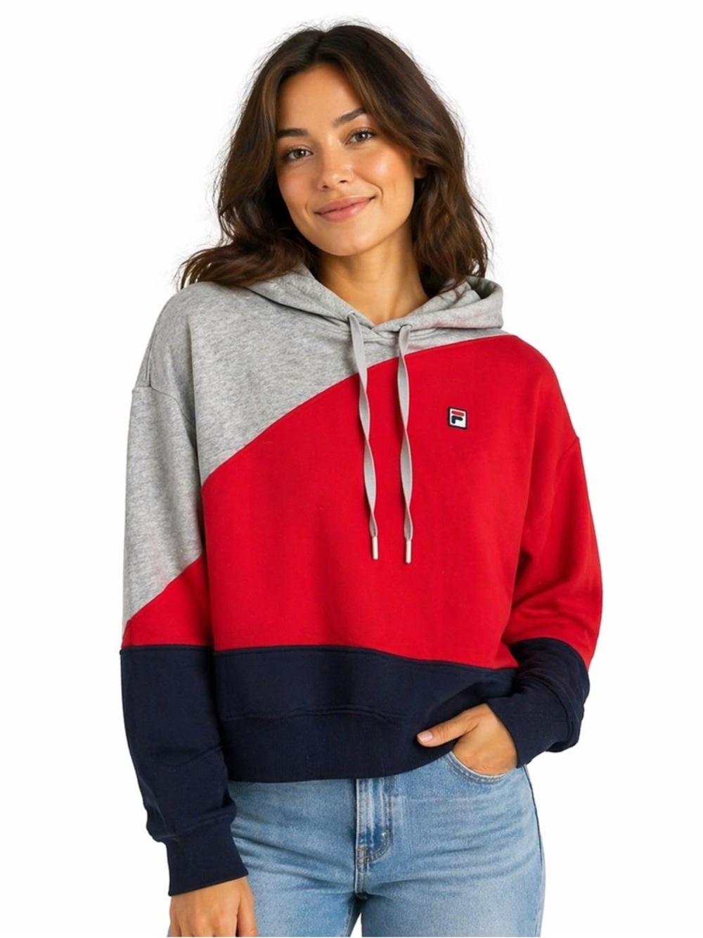 FILA Hoodie in Red, Gray & Navy xs